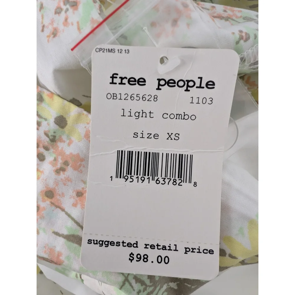 NWT Free People Let The Sunshine In Mini Dress Sz XS Floral Coquette Cottagecore